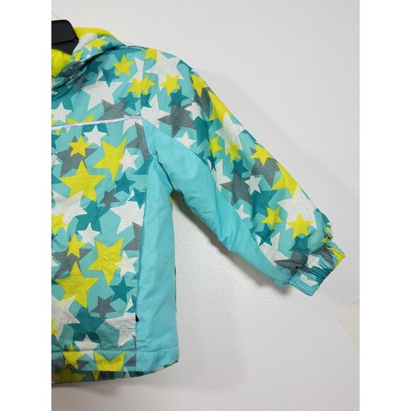 Lupilu Kids Insulated Rain  Jacket Hooded Star Patterned Blue Green Water-proof - Picture 5 of 12